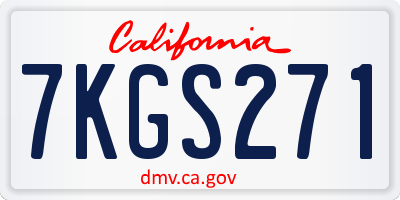 CA license plate 7KGS271
