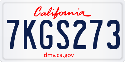 CA license plate 7KGS273