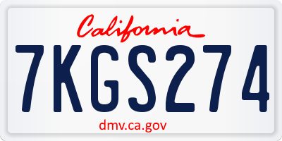 CA license plate 7KGS274