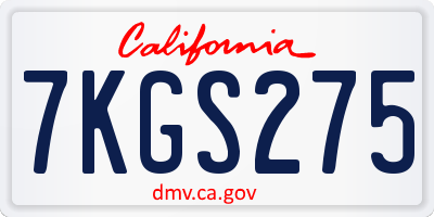 CA license plate 7KGS275