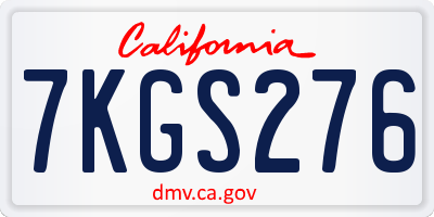 CA license plate 7KGS276