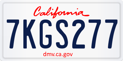 CA license plate 7KGS277