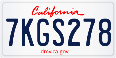 CA license plate 7KGS278