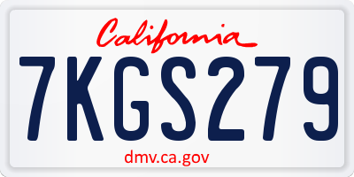CA license plate 7KGS279