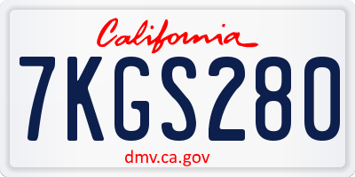 CA license plate 7KGS280