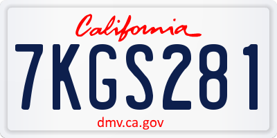 CA license plate 7KGS281