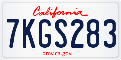 CA license plate 7KGS283