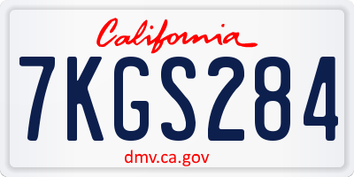 CA license plate 7KGS284