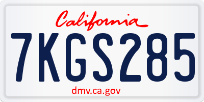 CA license plate 7KGS285