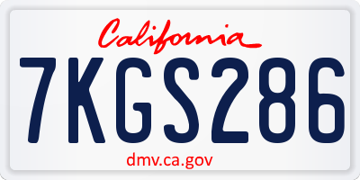 CA license plate 7KGS286
