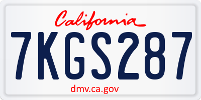CA license plate 7KGS287
