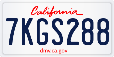 CA license plate 7KGS288