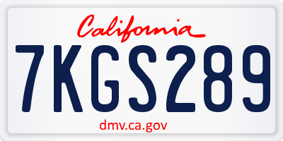CA license plate 7KGS289