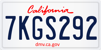 CA license plate 7KGS292