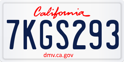 CA license plate 7KGS293