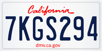 CA license plate 7KGS294