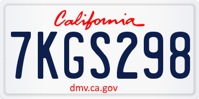 CA license plate 7KGS298