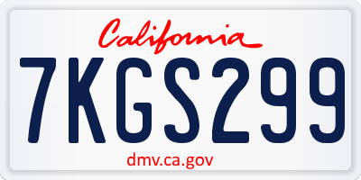 CA license plate 7KGS299