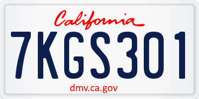 CA license plate 7KGS301