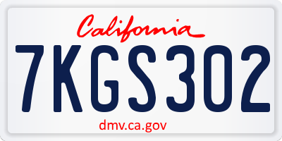 CA license plate 7KGS302