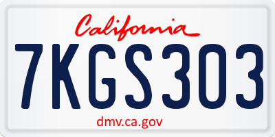 CA license plate 7KGS303