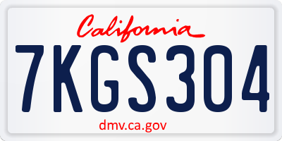 CA license plate 7KGS304