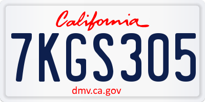 CA license plate 7KGS305