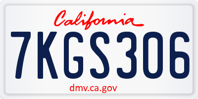 CA license plate 7KGS306