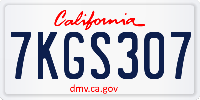CA license plate 7KGS307