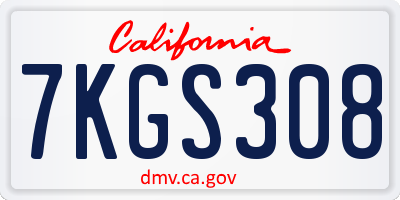 CA license plate 7KGS308
