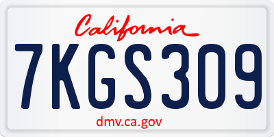 CA license plate 7KGS309