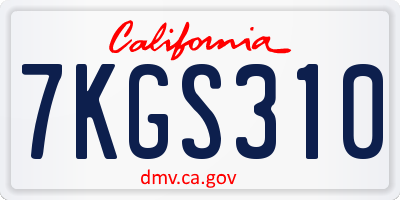 CA license plate 7KGS310