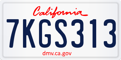 CA license plate 7KGS313