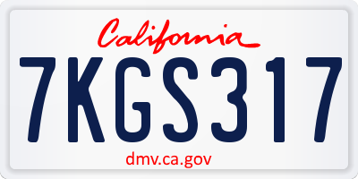 CA license plate 7KGS317