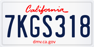 CA license plate 7KGS318