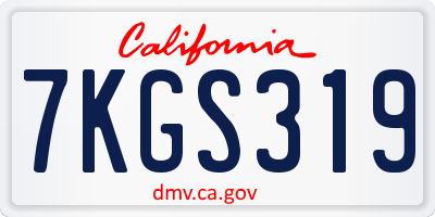 CA license plate 7KGS319