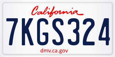 CA license plate 7KGS324