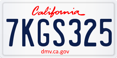 CA license plate 7KGS325