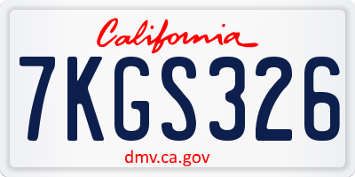 CA license plate 7KGS326