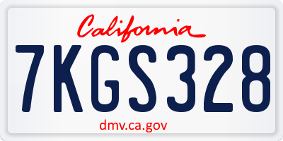 CA license plate 7KGS328