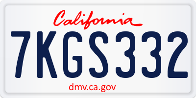 CA license plate 7KGS332