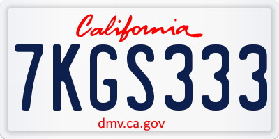 CA license plate 7KGS333