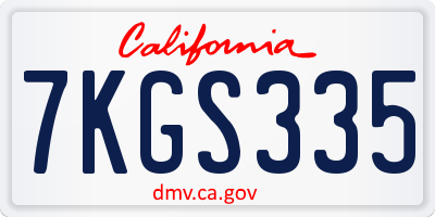 CA license plate 7KGS335