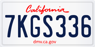 CA license plate 7KGS336