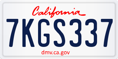 CA license plate 7KGS337