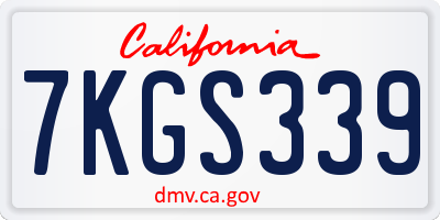 CA license plate 7KGS339