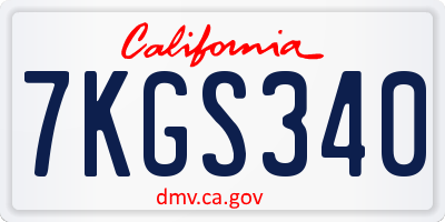 CA license plate 7KGS340