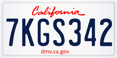 CA license plate 7KGS342