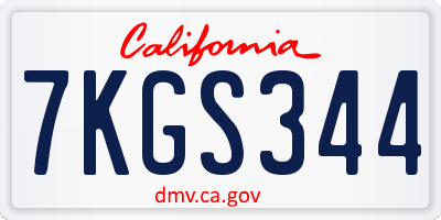 CA license plate 7KGS344