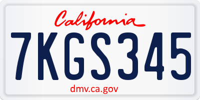 CA license plate 7KGS345
